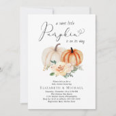 Elegante Pumpkin Watercolor Paare Kinderdusche Einladung (Vorderseite)