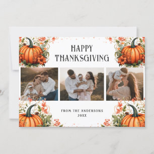 Elegante Pumpkins Foto Happy Thanksgiving Card Feiertagskarte