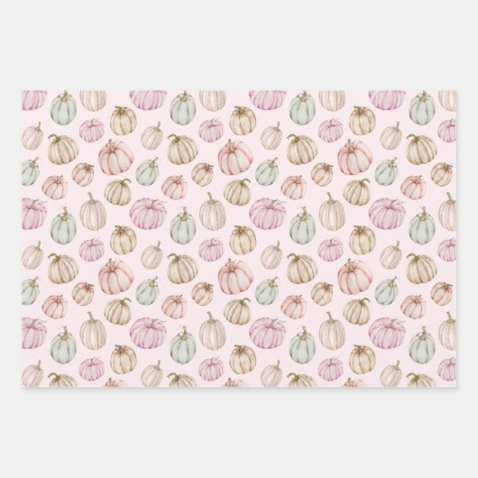 Elegante Pumpkins Pink Girl Baby Shower Geschenkpapier Set (Vorderseite 2)