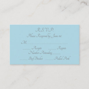 Elegante Purist Blue Grey Formal Wedding RSVP Card Begleitkarte