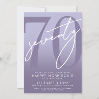 Elegante Purple 70. Geburtstagsfeier Einladung