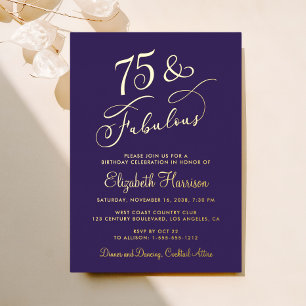 Elegante Purple 75. Geburtstagsfeier Folieneinladung