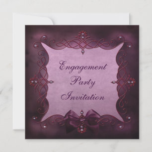 Elegante Purple Bling & Bow Verlobungsfeier Einladung
