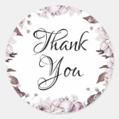 Elegante Purple Flowers Danke Runder Aufkleber (Vorderseite)