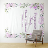 Elegante Purple Flowers Engagement Party Wandteppich (Beispiel (Horizontal))