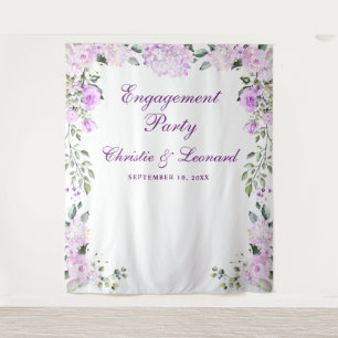 Elegante Purple Flowers Engagement Party Wandteppich