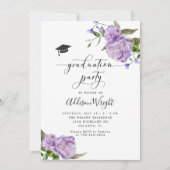 Elegante Purple Flowers Graduation Party Einladung (Vorderseite)