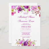 Elegante Purple Flowers Hochzeit Einladung (Vorne/Hinten)