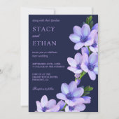 Elegante Purple Flowers Mauve Floral Wedding Einla Einladung (Vorderseite)