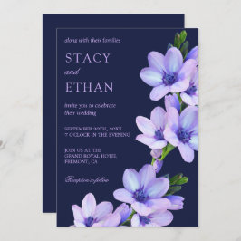 Elegante Purple Flowers Mauve Floral Wedding Einla Einladung