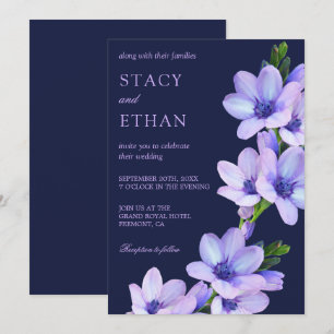 Elegante Purple Flowers Mauve Floral Wedding Einla Einladung