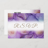 Elegante Purple Flowers QR Code Wedding RSVP Card (Vorne/Hinten)