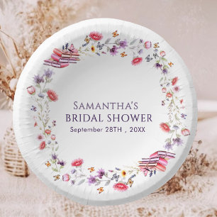 Elegante Purple Poppy Storybook Brautparty Pappteller