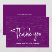 Elegante Purple-Script-Typografie Mathe-Abschluss Dankeskarte (Vorne/Hinten)