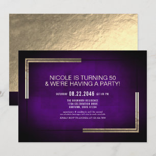 Elegante Purple- und Gold-Geburtstagsfeier Einladung