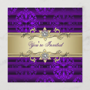 Elegante Purple- und Gold-Party Einladung