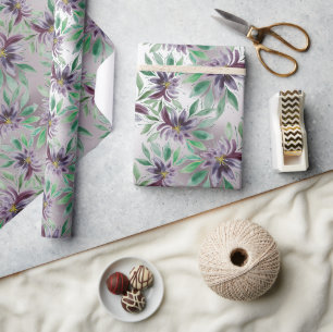 Elegante Purpur-Lotos-Aquarell-Blumen Geschenkpapier