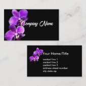 Elegante Purupelorchideen auf schwarzen Blume Visitenkarte (Vorne/Hinten)