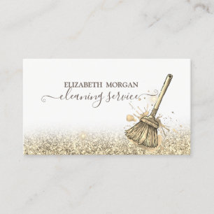 Elegante Putzfee mit Goldglitter Visitenkarte