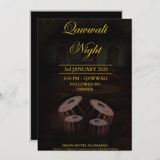 Elegante Qawwali Night Invitation Card Programm (Vorne/Hinten)