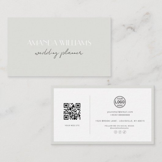 Elegante QR Code Card Social Media Business Card Visitenkarte (Vorne/Hinten)