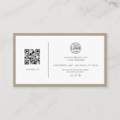 Elegante QR Code Card Soziale Sand Business Card Visitenkarte (Rückseite)