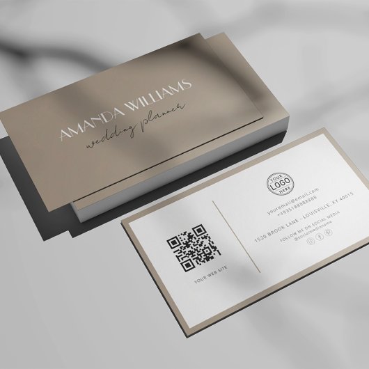 Elegante QR Code Card Soziale Sand Business Card Visitenkarte