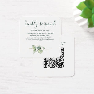 Elegante QR-Code-Eukalyptus-RSVP-Beilagekarte