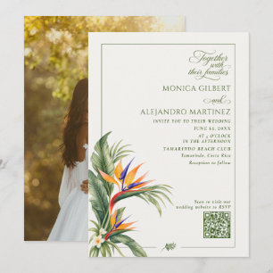 Elegante QR-Code-Foto für eine Destination-Hochzei Einladung