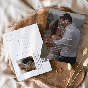 Elegante QR-Code-Foto-Hochzeitseinladung Postkarte