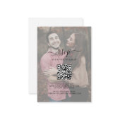Elegante QR Code Foto Wedding Mini RSVP Card Mitteilungskarte (Vorderseite/Rückseite Beispiel)