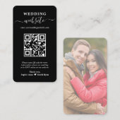 Elegante QR Code Foto Wedding Website Visitenkarte (Vorne/Hinten)