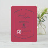 Elegante QR-Code-Hochzeit Einladung (Stehend Vorderseite)