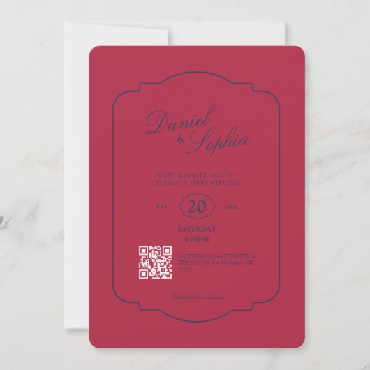 Elegante QR-Code-Hochzeit Einladung (Vorderseite)