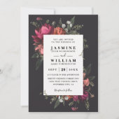 Elegante QR-Code-Hochzeit mit blühenden botanische Einladung (Vorderseite)