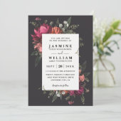 Elegante QR-Code-Hochzeit mit blühenden botanische Einladung (Stehend Vorderseite)