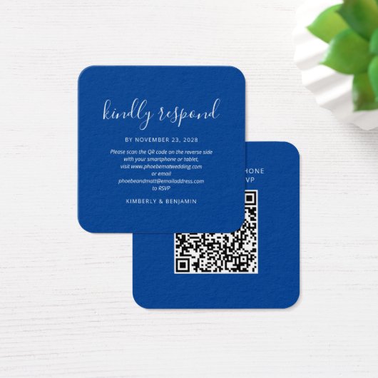 Elegante QR-Code-Hochzeits-RSVP-Karte (Schreibtisch)
