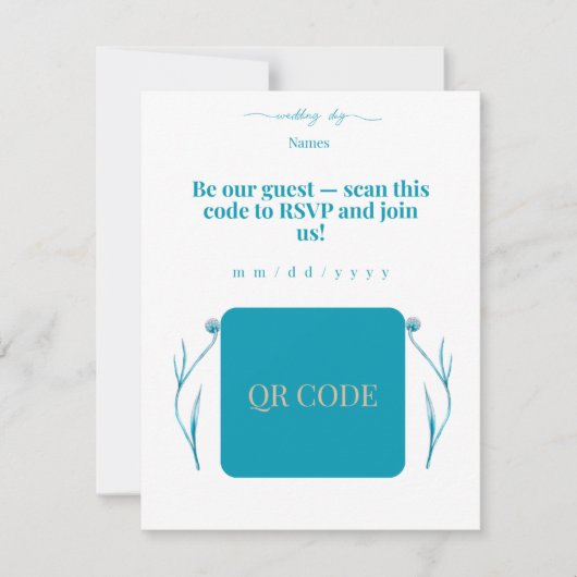 Elegante QR-Code-Hochzeitseinladung Minimalistisch (Vorderseite)