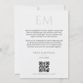Elegante QR-Code-Hochzeitsfoto-Monogramm-Dankeschö Dankeskarte (Rückseite)