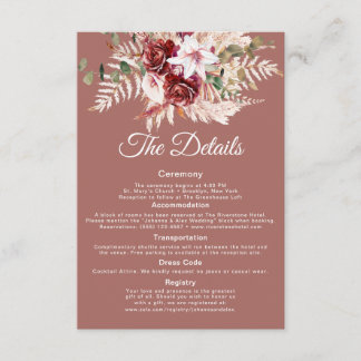 Elegante QR-Code-Hochzeitsinfokarte | Dusty Rosewo Begleitkarte