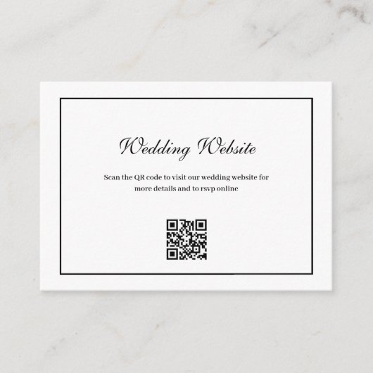 elegante QR Code Hochzeitswebsite Begleitkarte (Vorderseite)