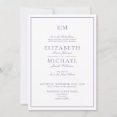 Elegante QR Code Lavender Classic Monogram Wedding Einladung (Vorderseite)