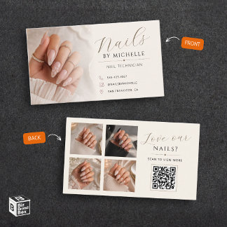 Elegante QR-Code-Nagelstylistin mit individuellem Visitenkarte