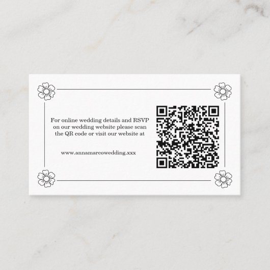 Elegante QR Code RSVP-Karte Visitenkarte (Vorderseite)