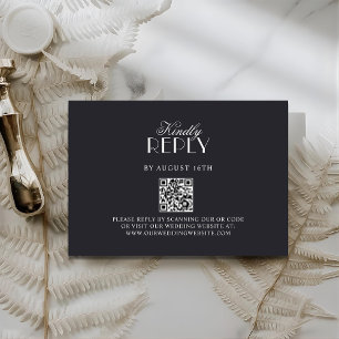 Elegante QR-Code Schwarz-Weiß-Hochzeits-RSV-Karte RSVP Karte