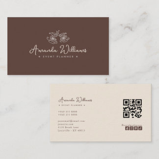 Elegante QR-Code-Social-Media-Braune Visitenkarte