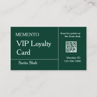 Elegante QR-Code-Treuekarte in Smaragd-Mint Visitenkarte