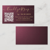 Elegante QR Code UAWG Chic Minimal Wedding Website Begleitkarte (Vorne/Hinten)