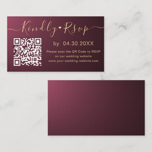 Elegante QR Code UAWG Chic Minimal Wedding Website Begleitkarte (Vorne/Hinten)