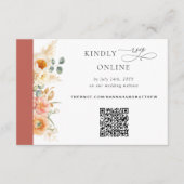 Elegante QR Code UAWG Peach and Rust Orange Weddin Begleitkarte (Vorderseite)